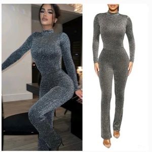 Naked wardrobe, dark black sparkly silver pants